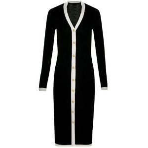 NWT Alice + Olivia Alcina Gold Button Soft Rib Knit Sweater Dress S MSRP $465